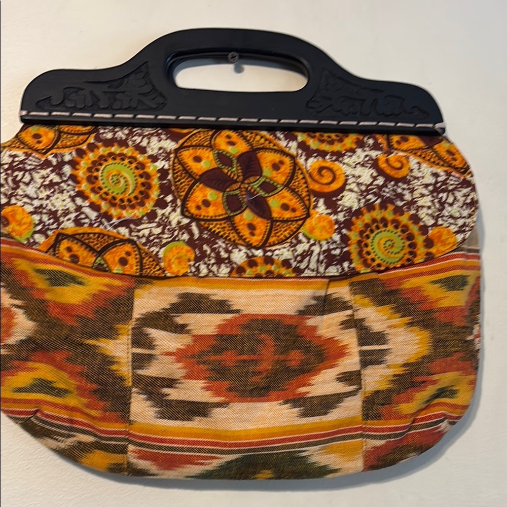 Orange and Brown Southwestern Tote with Geometric Patterns - Picture 2 of 15